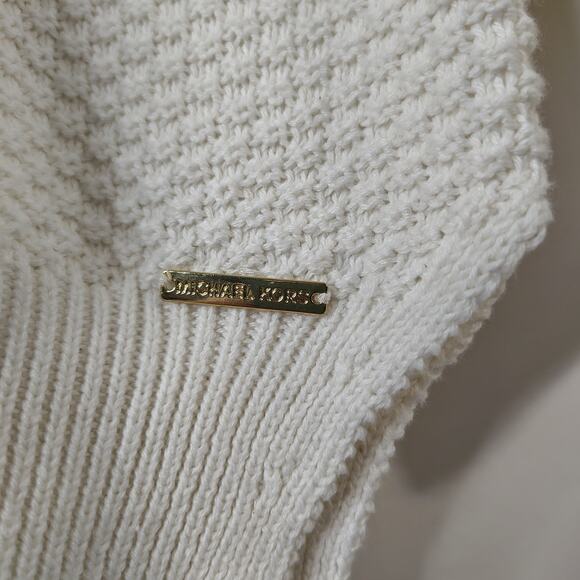 Michael Kors Heavy Cowl Neck Sweater‎ Womens Medium Cream Cable / Waffle Knit - Picture 7 of 15